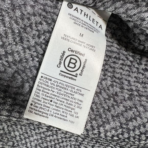 ATHLETA Black White Braiden Textured Button Down Shirt Jacket Shacket Sz Medium - Picture 11 of 14